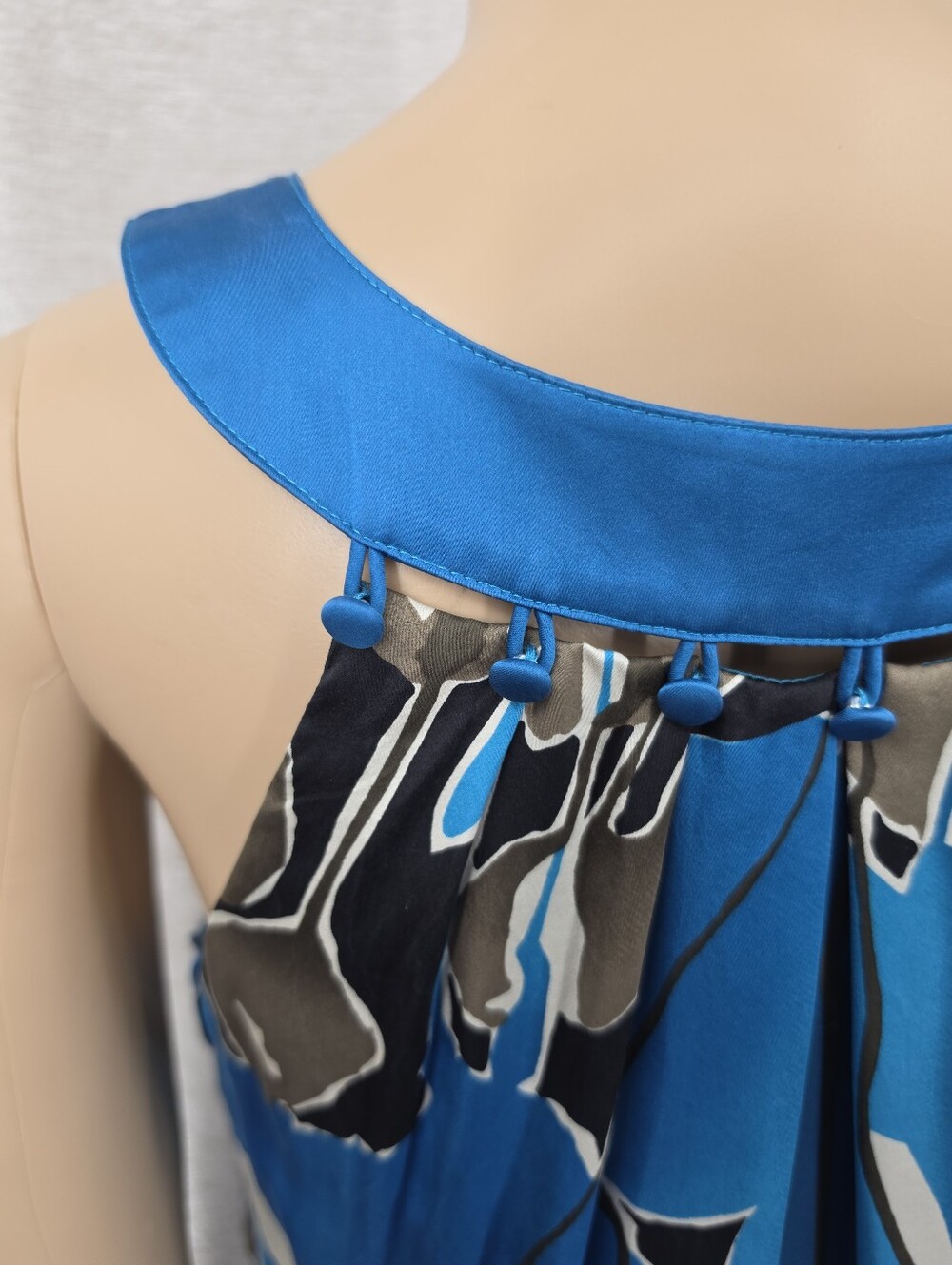 Silk The Limited Blue Abstract Print Sleeveless Midi Dresd - Picture 7 of 11